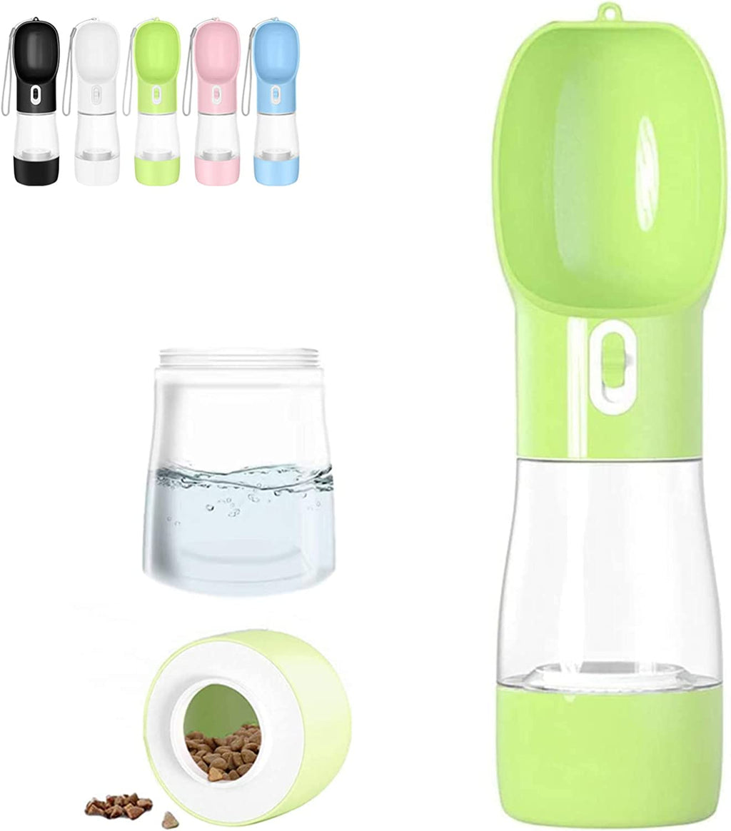 Portable Dog Water Bottle - Leak-Proof Dispenser with Integrated Bowl & Food Container, Dishwasher Safe, Made from Food Grade Plastic for Outdoor Activities with Pets