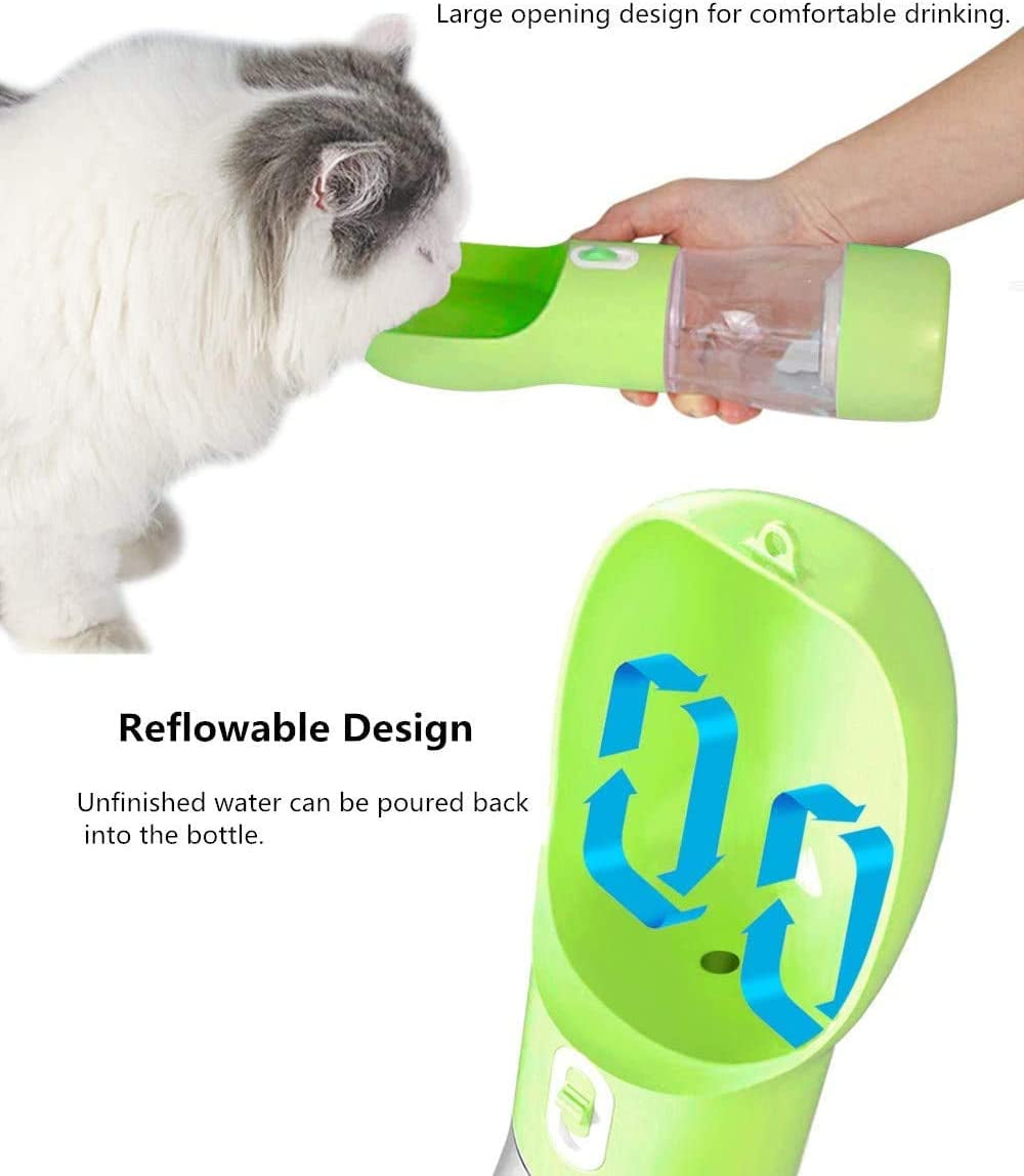 Portable Dog Water Bottle - Leak-Proof Dispenser with Integrated Bowl & Food Container, Dishwasher Safe, Made from Food Grade Plastic for Outdoor Activities with Pets