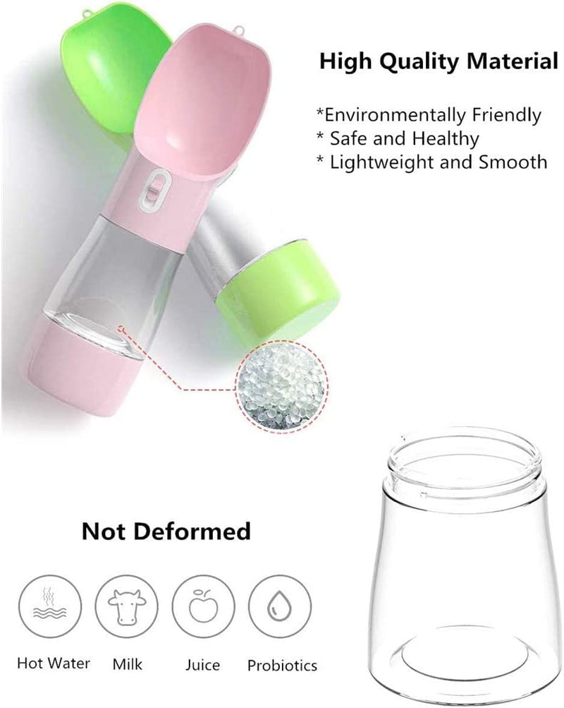 Portable Dog Water Bottle - Leak-Proof Dispenser with Integrated Bowl & Food Container, Dishwasher Safe, Made from Food Grade Plastic for Outdoor Activities with Pets