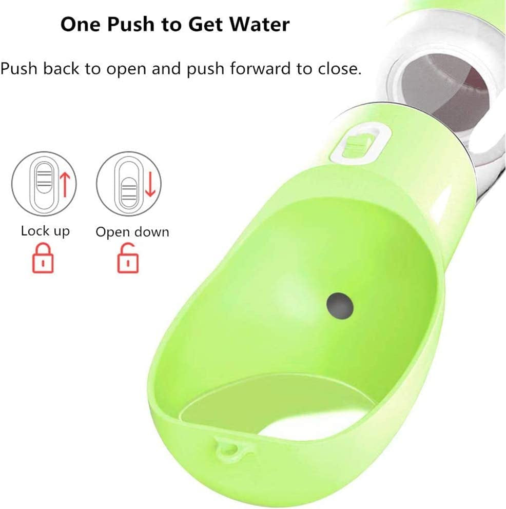 Portable Dog Water Bottle - Leak-Proof Dispenser with Integrated Bowl & Food Container, Dishwasher Safe, Made from Food Grade Plastic for Outdoor Activities with Pets