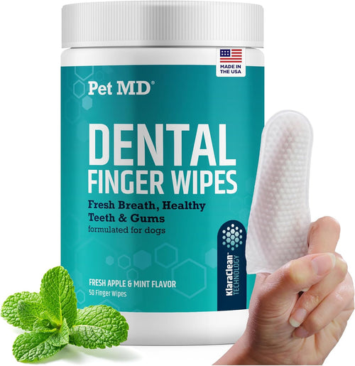 Dental Finger Wipes for Dogs - Effective Plaque and Tartar Remover for Enhanced Oral Care - Pet Teeth Cleaning Wipes for Healthy Gums and Fresh Breath - Fresh Apple & Mint, 50 Count